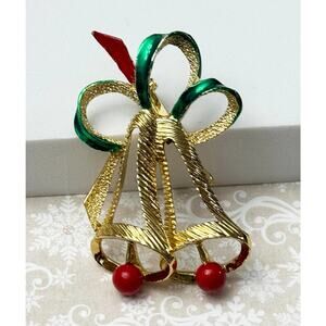 Priced Reduced Vintage Gerry's Gold Christmas Bell Brooch Pin  CP84